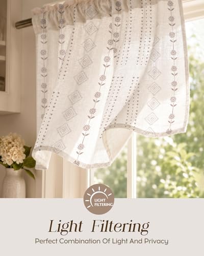 Miss Adola 16 Inch Length Kitchen Valance Curtain, Striped Farmhouse - color: Striped Farmhouse, size: 56"W x 16"L (Pack of 1)