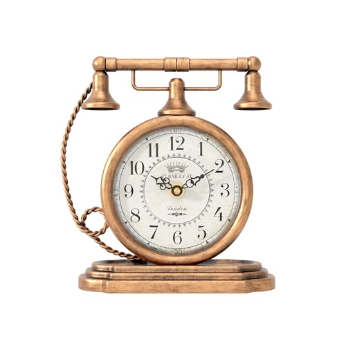 Glod Vintage Table Clock, Antique Telephone Style Mantel Clocks - color: Gold