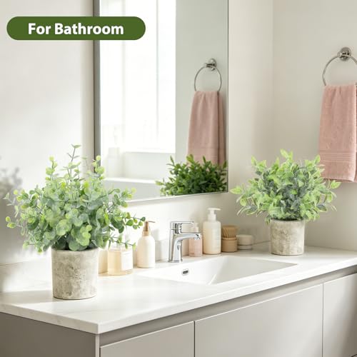 3 Pack Small Fake Plants, Mini Potted Artificial Greenery Plants for Indoor