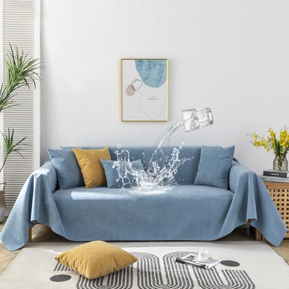 STACYPIK Waterproof Blue Couch Cover for Pets, Anti-Cat Scratch Sofa Cover - color: A-waterproof-sky Blue, size: Medium Size(71" X71")