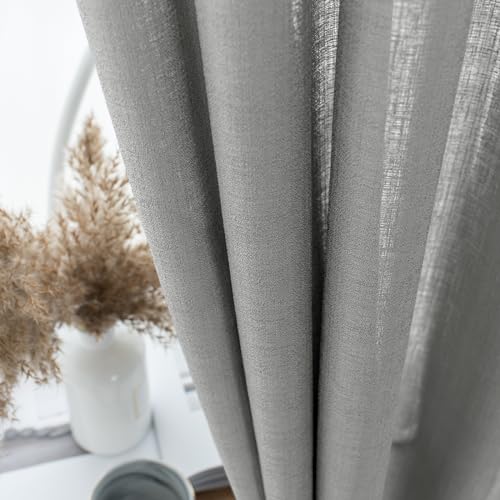 Melodieux Gray Semi Sheer Curtain Valance for Kitchen Cafe Small Windows Linen Rustic Rod Pocket Valance, 52 by 18 Inch, 1 Panel - color: Grey, size: 52"W x 18"L (Pack of 1)