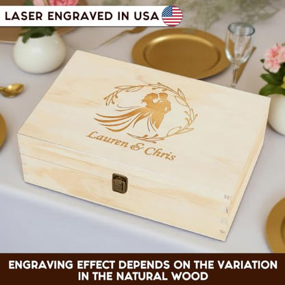 Personalized Wedding Keepsake Box, Custom Engraved Memory Box for Newlyweds - style: 10. Wedding Designs