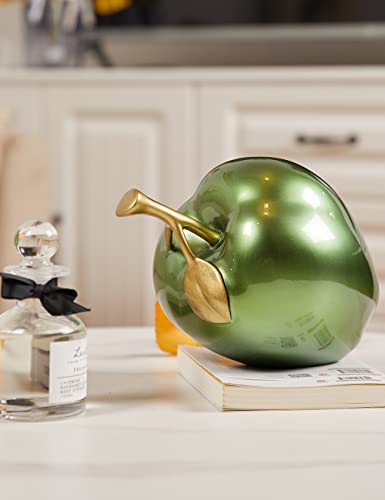 Apple Statue Fruit Sculpture Modern Decor Home Gift 7.0 Inch - color: Green