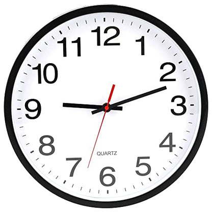 12 In Wall Clock,Analog,Silent Non Ticking,Battery Operated,Easy Read,Large - color: Black/White 12, size: 12"