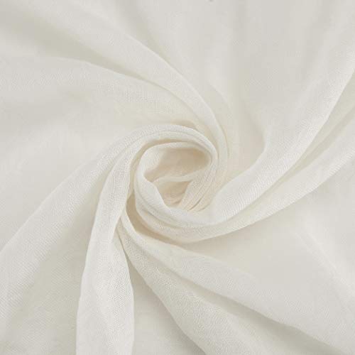 No. 918 Genevieve 2-Pack Linen Weave Sheer Semi-Sheer Rod Pocket Curtain Panel Pair, Cream, 50"W x 63"L (2 Panels) - color: Cream, size: 50"W x 63"L (Pack of 2)