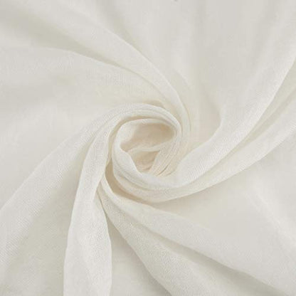 No. 918 Genevieve 2-Pack Linen Weave Sheer Semi-Sheer Rod Pocket Curtain Panel Pair, Cream, 50"W x 63"L (2 Panels) - color: Cream, size: 50"W x 63"L (Pack of 2)