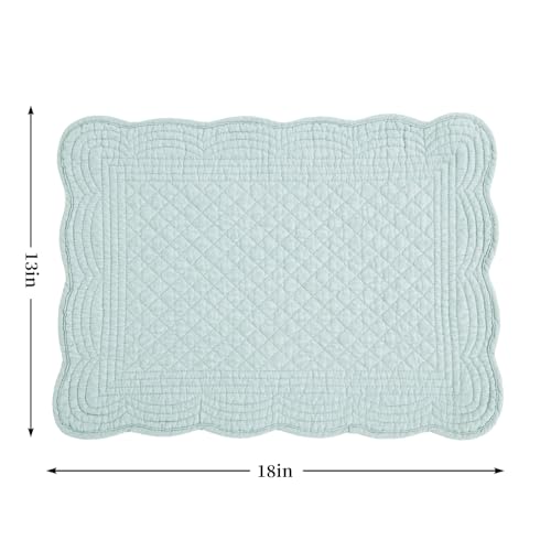 HOMBYS Quilted Placemats Set of 6 Washable-13x18 inches Rectangular Placemats for Kitchen Table-100% Cotton Fabric Rectangular Table Mats, (Light Blue) - color: Light Blue