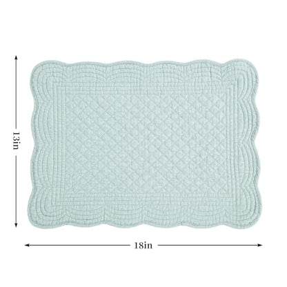 HOMBYS Quilted Placemats Set of 6 Washable-13x18 inches Rectangular Placemats for Kitchen Table-100% Cotton Fabric Rectangular Table Mats, (Light Blue) - color: Light Blue