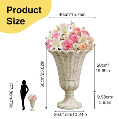 NicBex 24" Tall Urn Planters for Outdoor Plants Set of 2 - Beige Petal - color: Beige - Colorful