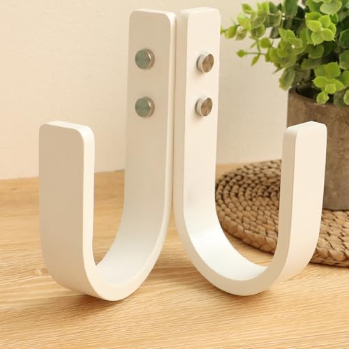 2 Pack Curtain Tiebacks Natural Wood Curtain Holdbacks, White - color: White