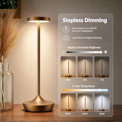 2 Pack Cordless Table Lamps Rechargeable 6000mAh, 72H Runtime - color: 2 Titanium