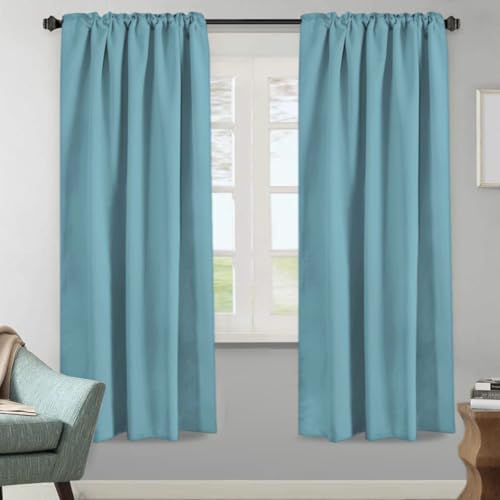 H.VERSAILTEX Blackout Curtains Thermal Insulated Window Treatment Panels Room Darkening Blackout Drapes for Living Room Back Tab/Rod Pocket Bedroom Draperies, 52 x 72 Inch, Aqua, 2 Panels - color: Aqua, size: 52"W x 72"L (Pack of 2)