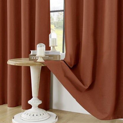 ChrisDown Terracotta Blackout Curtains 45 Inches Long 2 Panels for Bedroom - color: Terracotta, size: 52"W x 45"L (Pack of 2)