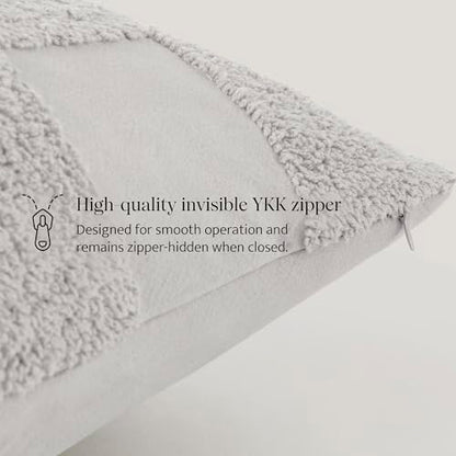 Double Stitch 100% Cotton Boho Checkered Throw Pillow Covers, Winter Sky - color: Winter Sky, size: 20" x 20" (Pack of 1)
