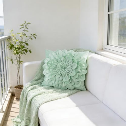 OiseauVoler Decorative 3D Flower Throw Pillow Covers 18x18 Inch - color: Mint