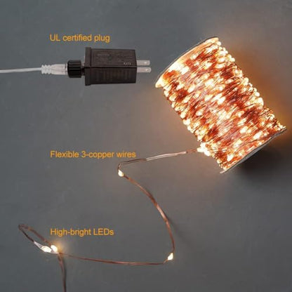 660FT 2000LED Extra Long Fairy Lights Plug in Copper Wire Christmas - color: Copper wire, size: 660FT 2000LEDs