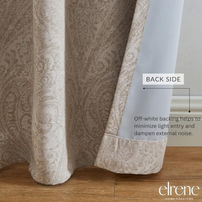 Threadmade Vittoria Paisley Printed Blackout Curtain Panel, Natural - 52" W x 84" L - color: Natural, size: 52"W x 84"L (Pack of 1)