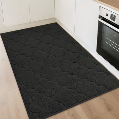 COSY HOMEER Kitchen Rugs Non Slip Washable 32"x48",Black - color: Black, size: 32"X 48"