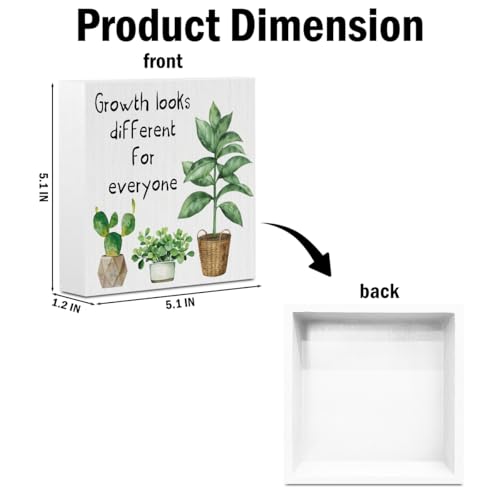 Inspirational Growth Mindset Wooden Box Sign, Motivational Gifts - color: white 0361