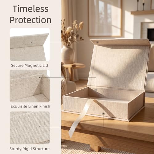 Photo Storage Box 4x6, Linen Photo Box - Beige - color: Beige, size: 4"x6"