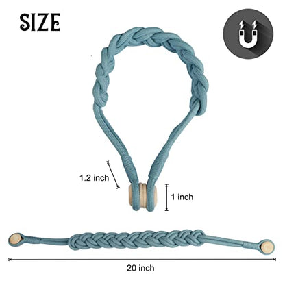 BEL AVENIR Curtain Tiebacks Magnetic 2 Pack Woven Drapery Holdback - color: Blue -2pack