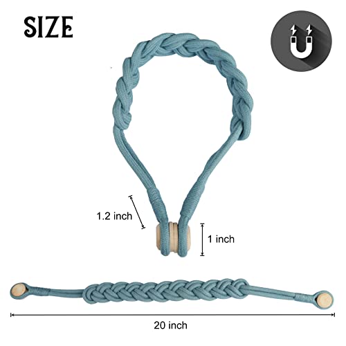 BEL AVENIR Curtain Tiebacks Magnetic 2 Pack Woven Drapery Holdback - color: Blue -2pack