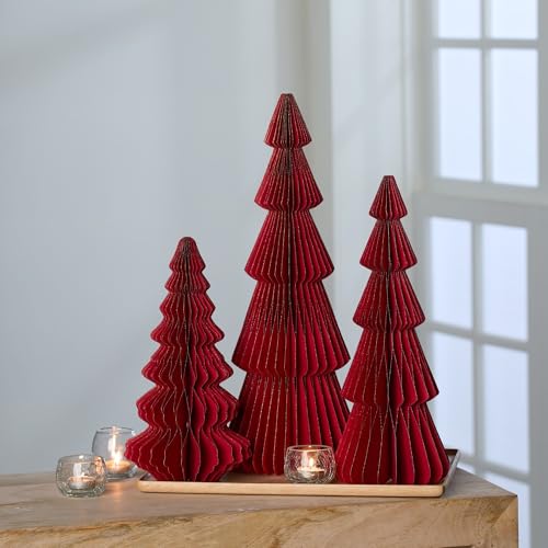 Your Heart's Content Set of 3 Red Honeycomb Paper Trees (Large Set 3 Red) - color: Large Set 3 Red