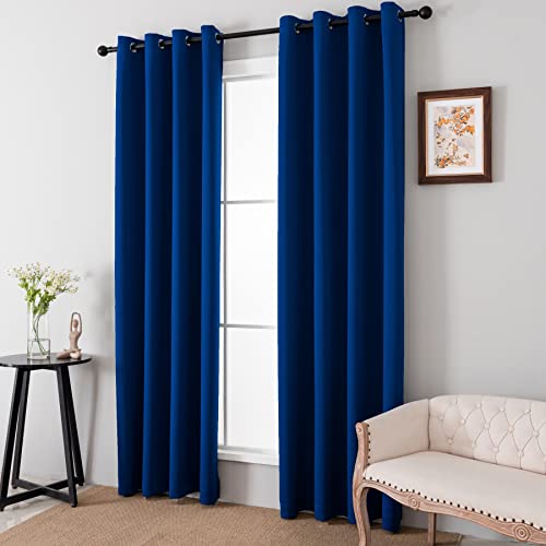 Pickluc Grommet Blackout Curtains 96 Inches Long 2 Panels, Light Blocking Window Drapes for Living Room, Thermal Insulated, Noise Reduction, Classic Blue, 52" Wide x 96" Length - color: Classic Blue, size: 52"W x 96"L (Pack of 2)