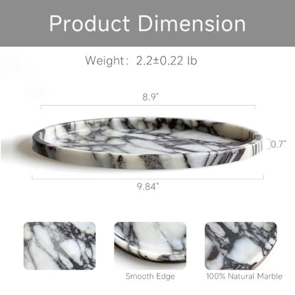 10" Round Calacatta Natural Marble Tray for Jewelry Perfume Home Decor