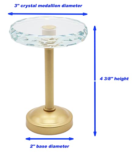 Set of 2 Cut Crystal Window Drapery Medallion Holdbacks, Curtain Tiebacks, Wall Hook, Tassel Holder, Gold - color: Gold