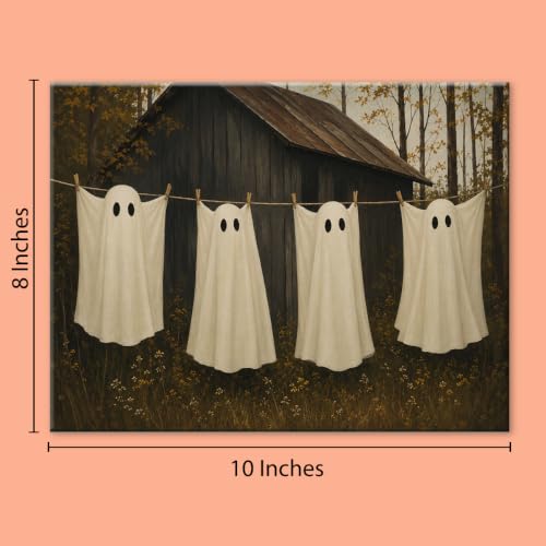 Halloween Wall Art Decor, Ghost Laundry Canvas Print Framed 8x10 Inch - color: J