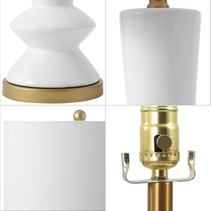 JONATHAN Y Ziggy 27" Modern Ceramic Metal Table Lamp, White/Gold Painting - color: White/Brass Gold
