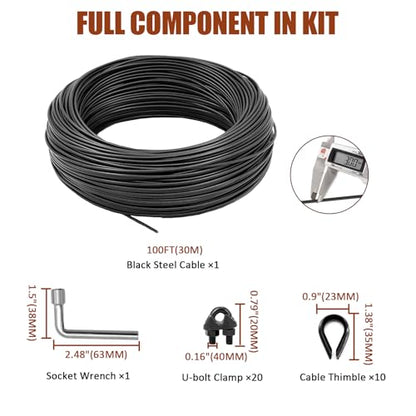 String Light Hanging Kit, All-Black Globe String Lights Suspension - size: 1/8 in. X 100 ft.