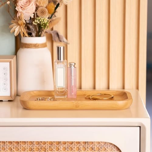 Bamboo Vanity Tray, Bathroom Counter Tray, Toilet Tank Top Tray for Organizing and Decor Display, 9.8 x 5.5 x 0.8 inch - size: 9.8" x 5.5" x 0.8"