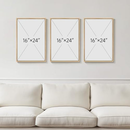 Framed 3 Piece Sage Green Botanical Wall Art for Living Room,16x24 In - color: Green & White, size: 16" W x 24" H x 3Pcs