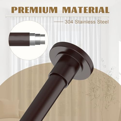 GXOACKJ Brown Shower Curtain Rods - 31-80 Inch Spring Tension Shower Rods for Bathroom, Adjustable, No Drilling, No Rust, Stainless Steel - color: Brown, size: 31-80 inches