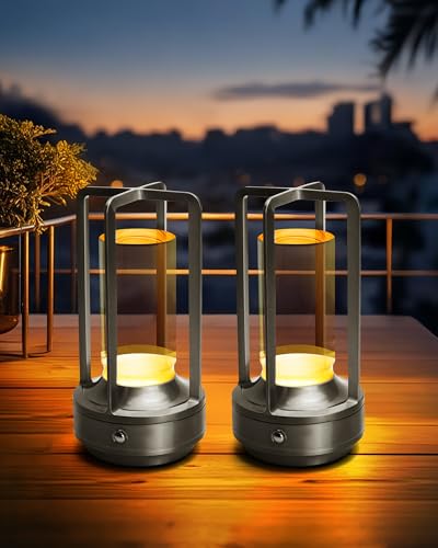 Set of 2 Cordless Table Lamps Rechargeable Desk Lamps Silver - color: Silver-2