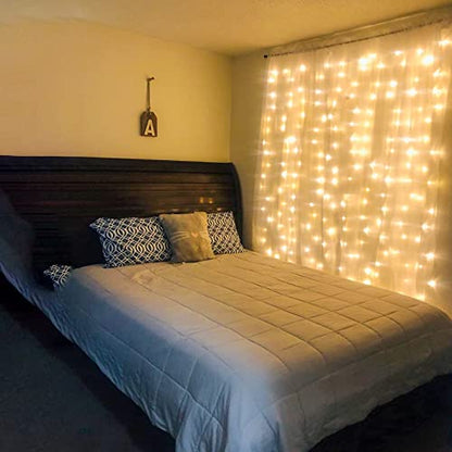 6.6x6.6 Ft Curtain Lights, Warm White Christmad Fairy Wall Decoration