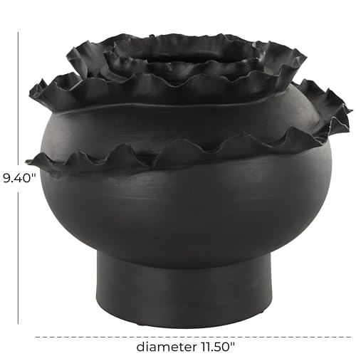 Deco 79 Ceramic Abstract Decorative Vase Floral Inspired Centerpiece Vase, Flower Vase for Home Decoration 12" x 12" x 9", Black - color: Black, size: 12" x 12" x 9"