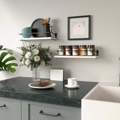 RICHER HOUSE Floating Shelves Bathroom, Small Wall Shelf Over Toilet 2 Set - color: White