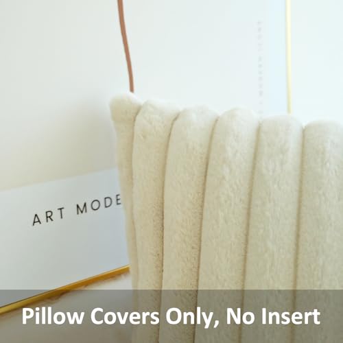 JOJUSIS Faux Fur Plush Throw Pillow Covers, Beige, 20 x 20-Inch - color: Beige, size: 20" x 20" (Pack of 2)
