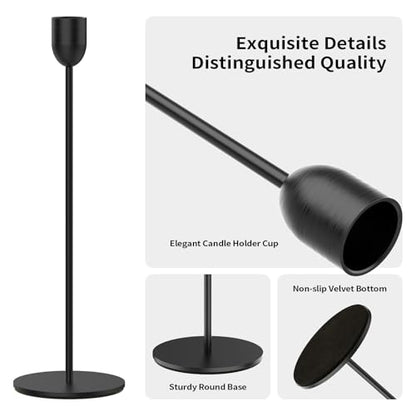 ChefBee 3PCS Black Tall Taper & Pillar Candle Candlestick Holder - color: Black