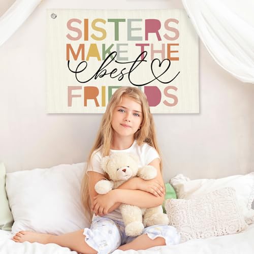 Pink Room Decor Linen Canvas Banner Wall Hanging Flag - color: Off White