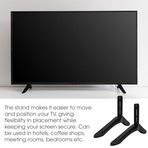 Universal TV Stand Base Fit for 32 to 65 Inches LCD LED TVs, Small Table Top Pedestal Monitor Riser, Steel Standing Legs Replacement, Desktop Mount Bracket with Holder, Screen Support for Home Use