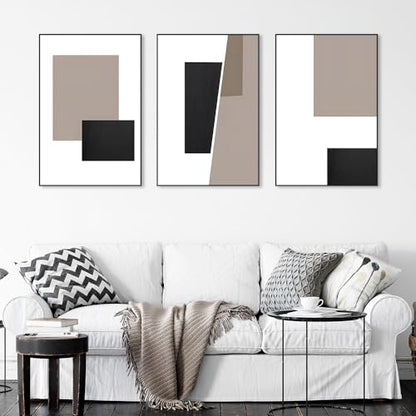 Large Framed Modern Wall Art,Black White Paintings 24 X 32 In X 3 Piece - color: Black White Grayish