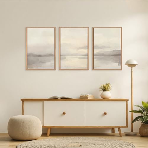 LHIUEM Large Abstract Neutral Beige Pastel Framed Canvas Wall Art-16"x24"x3 - color: Abstract Neutral Beige Pastel Wall Art, size: 24"L x 16"W