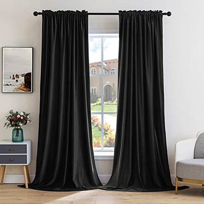 MIULEE Black Blackout Velvet Curtains Drapes 72 Inch Long 52"x72" Bedroom - color: Black, size: 52"W x 72"L (Pack of 2)