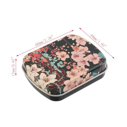 4pcs Black Peach Blossom Empty Hinged Tin Box Metal Storage Box - color: Black Peach Blossom