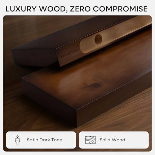 Homeforia 30 Inch Floating Shelves, High-End Solid Pine Wood, Set of 2 - color: American Walnut - Satin Dark Tone, size: 30 inch
