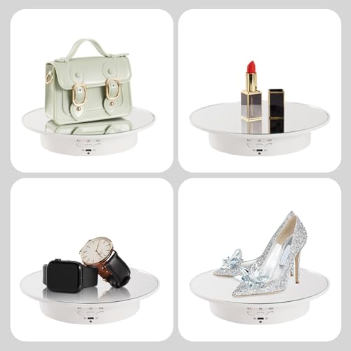 Rotating Display Stand Turntable Stand Spinning Stand for Product Shows White,7.87inch /17.6lbs Max Load,White Round